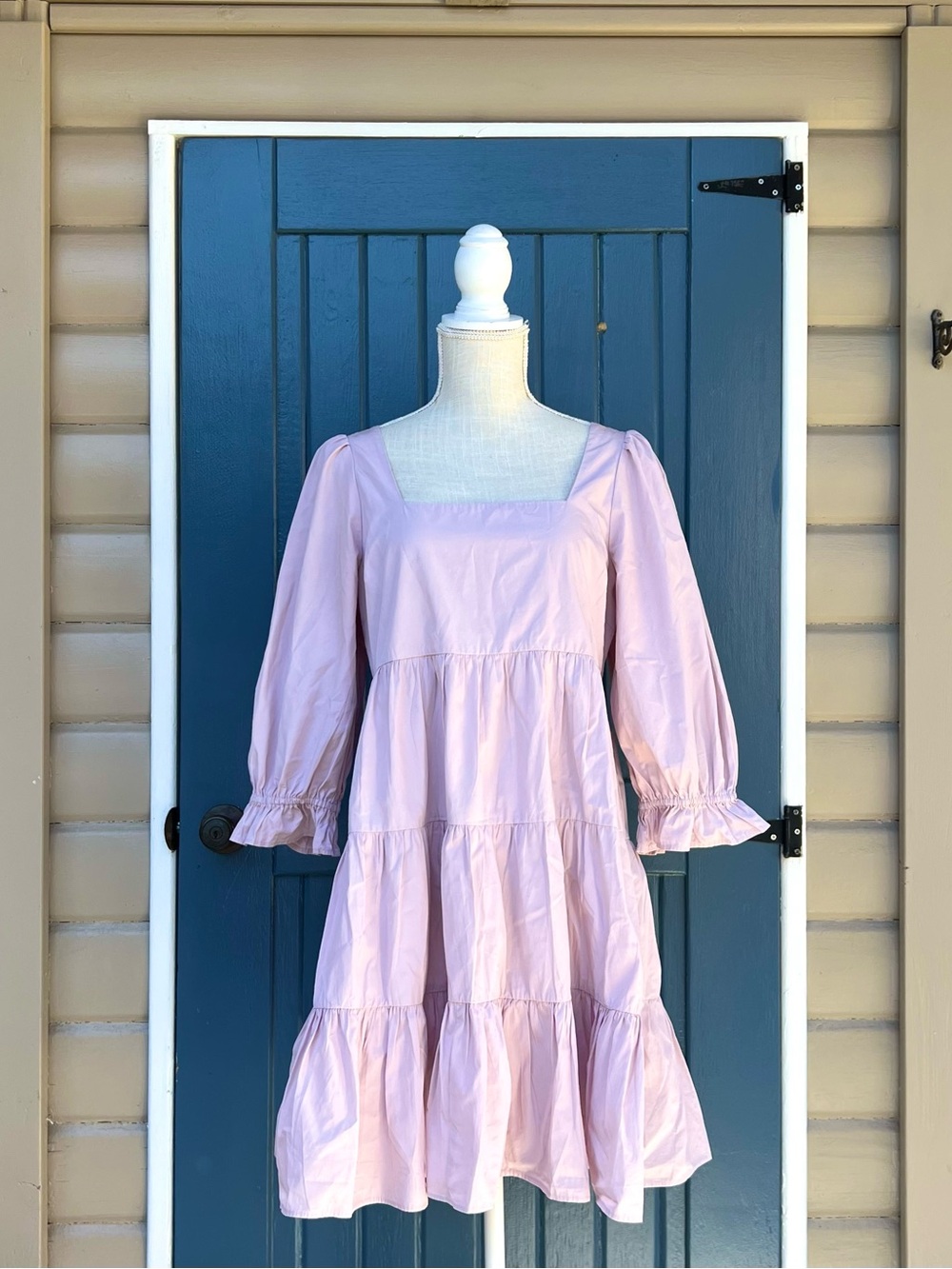 Madewell Lizzie poplin babydoll Dress with  tiered tiered skirt Women’s Size 8